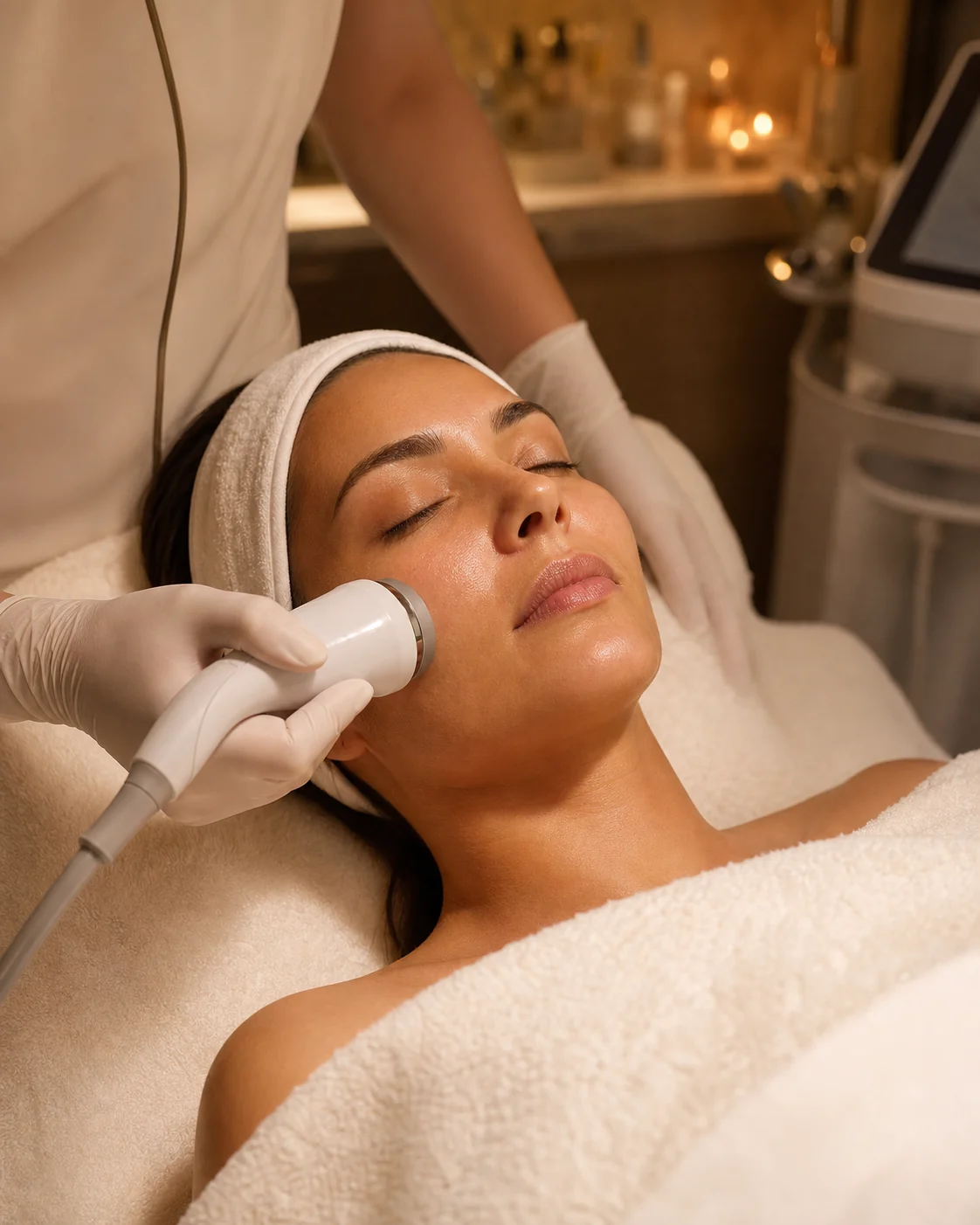 Cliente recebendo um tratamento facial no Instituto Bio Sa